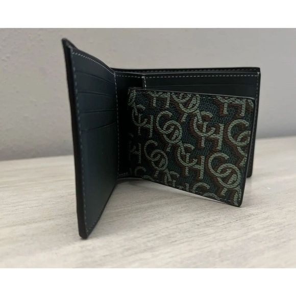COACH Mens 3n1 Wallet/Card Case Printed Coated Canvas Monogram Amazon Green - Picture 8 of 12